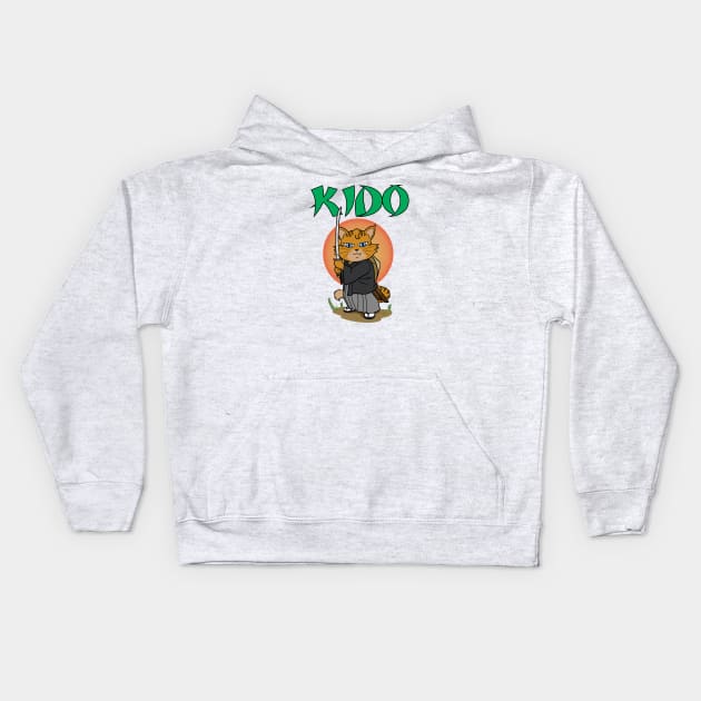 Kido the Samurai Cat Kids Hoodie by Rael Mochizuki Arts